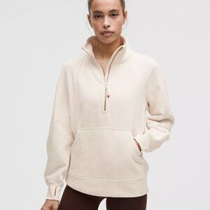 Scuba Oversized Funnel-Neck Half Zip Long | Heathered Light Ivory/Gold | XL/XXL